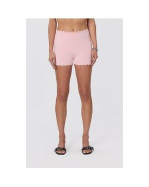 Astr Scalloped Edge Knit Shorts - Pink