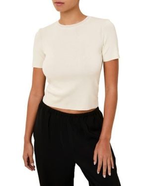 Solid & Striped The Riada Crewneck Crop Knit Top - White