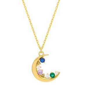 Estella Bartlett Cubic Zirconia Moon Necklace - Metallic
