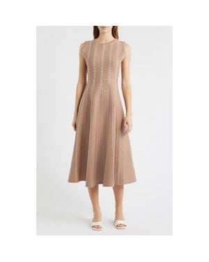 FREEMARKET Contrast Piping Sleeveless Midi Sweater Dress - Brown