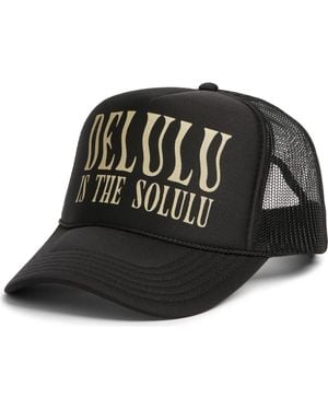 Friday Feelin Delulu Is The Solulu Trucker Hat - Black