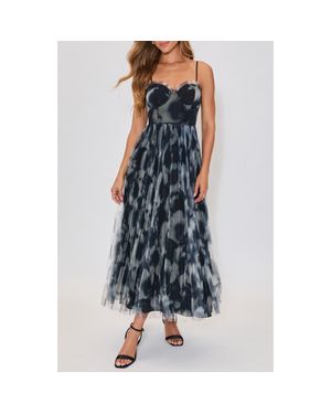 Vici Collection Dark Romance Pleated Maxi Dress - Blue