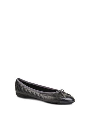 Paul Mayer Best Cap Toe Quilted Ballet Flat - Black