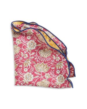 Edward Armah Floral & Neat Reversible Silk Pocket Circle - Red