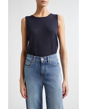 Eleventy Sequin Embellished Silk & Cotton Sweater Vest - Blue