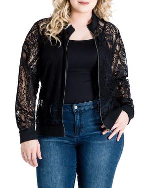 Standards & Practices Aria Lace Bomber Jacket - Black