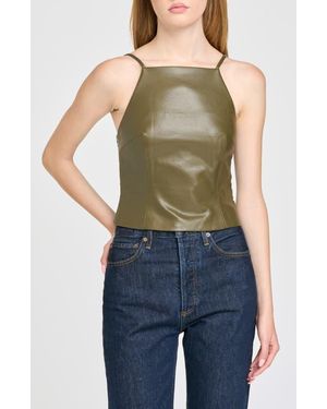Wayf Veronica Faux Leather Cami Top - Blue
