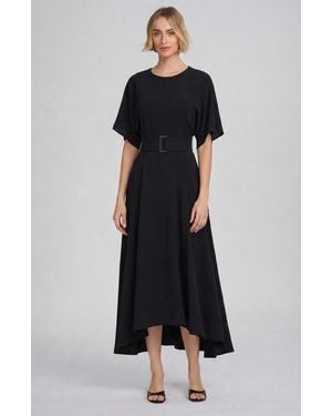 Elle Collection Belted Midi Dress - Black