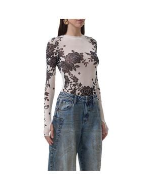 AFRM Kaylee Floral Mesh Top - Gray