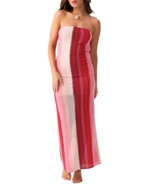 PQ Swim Jane Strapless Cover-Up Maxi Dress - Red