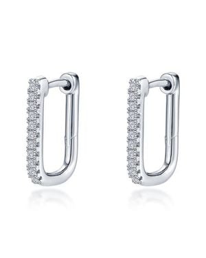 Lafonn Pavé Simulated Diamond Rectangular Hoop Earrings - White