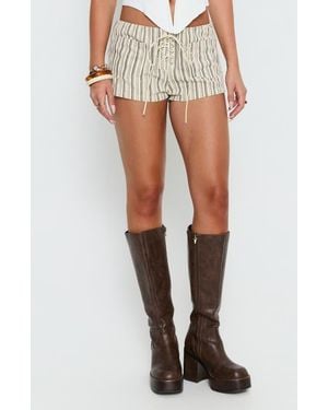 Princess Polly Ronnee Lace Up Striped Shorts - White