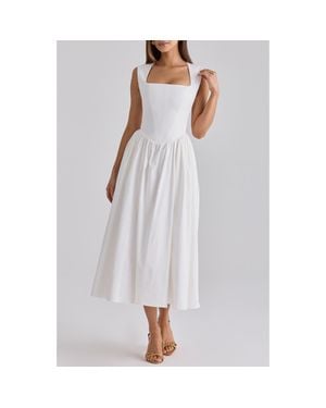 House Of Cb Emmy Stretch Pima Cotton Midi Sundress - White
