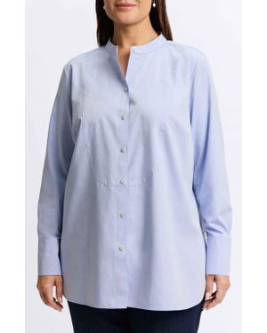 Foxcroft Kris Non-Iron Cotton Button-Up Shirt - Blue