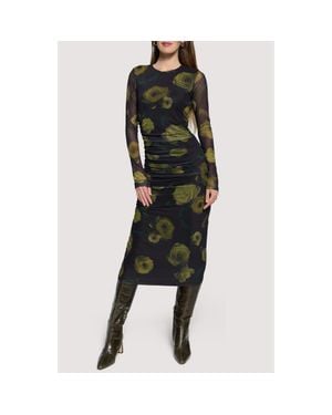 Lost + Wander Nocturnal Blooms Floral Mesh Midi Dress - Black