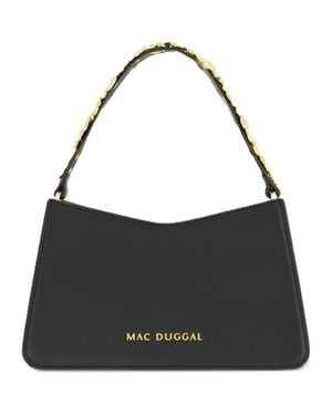 Mac Duggal Floral Strap Nappa Leather Shoulder Bag - Black