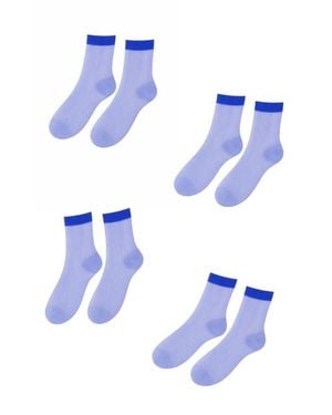 LECHERY 8-Pack Glossy Sheer Everyday Knee-Highs - Blue