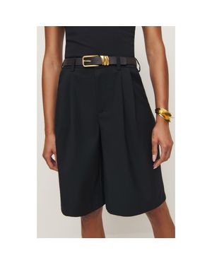 Reformation Drew Pleated Bermuda Shorts - Black