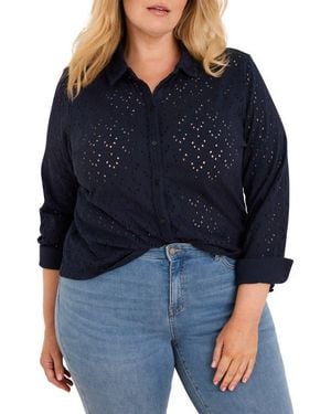 NIC+ZOE Eyelet Poplin Shirt - Blue
