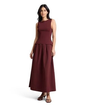 Onia Boatneck Mix Media Dress - Red