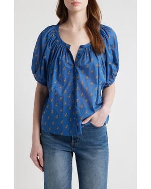 Doen June Gingham Check Organic Cotton Top - Blue
