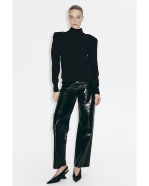 H&M Fine-Knit Turtleneck Top - Black
