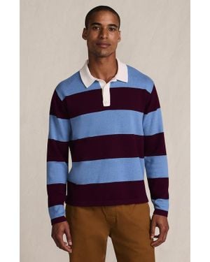 Lands' End Long Sleeve Cotton Rugby Sweater Polo - Blue