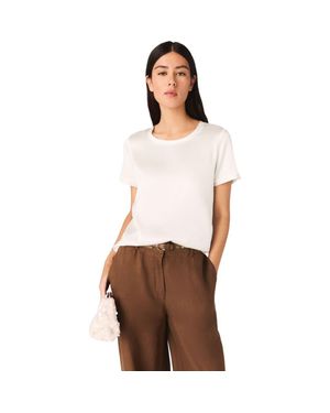 Maje Short-Sleeved Silk Top - Brown