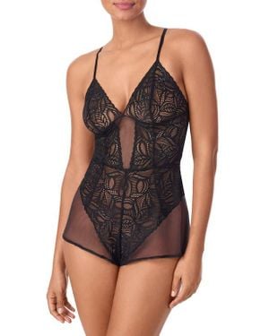 DKNY Deco Lace & Mesh Romper - Black