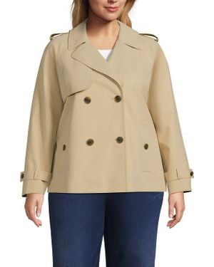 Lands' End Plus Size Trench Rain Jacket - Blue