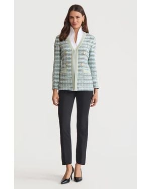 Misook Tailored Plaid Textured Knit Jacket - Green