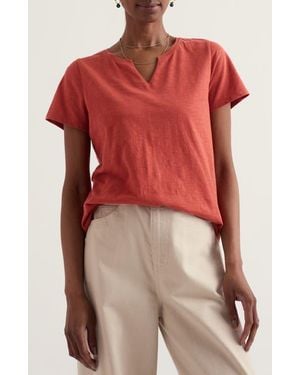 Seasalt Cornwall Kellow V-Neck Organic Cotton T-Shirt - Red