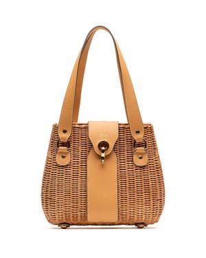 Frances Valentine Gigi Wicker & Leather Basket Bag - Brown