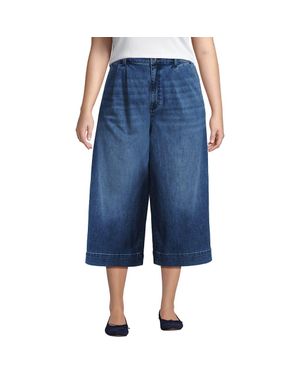 Lands' End Denim Mid Rise Wide Leg Culotte Jeans - Blue
