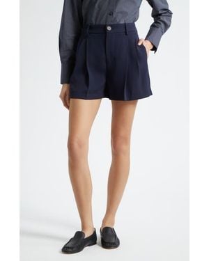 Vince High Waist Crepe Shorts - Blue