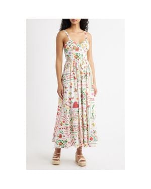 Moon River Floral Cotton Midi Sundress - Multicolor