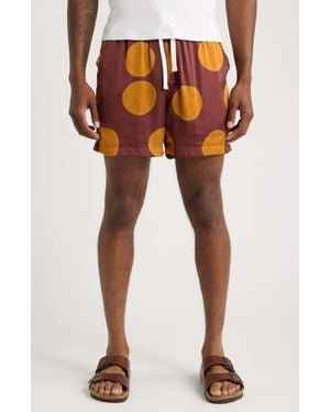 RIZORT Curly Print Drawstring Shorts - Orange