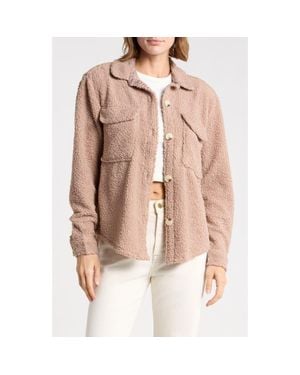 Beach Lunch Lounge Tory Boxy Crop Faux Shearling Shirt Jacket - Natural