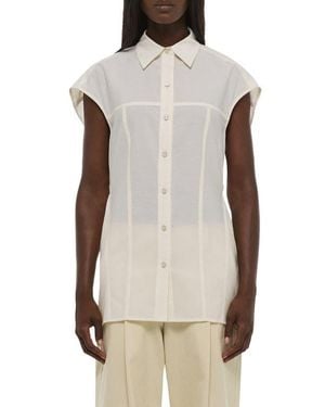 Helmut Lang Cap Sleeve Woven Shirt - Natural