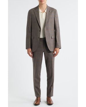 Jack Victor Midland Contemporary Fit Plaid Wool & Silk Blend Suit - Gray