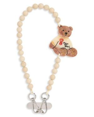 Solar Eclipse Mama Bear Beaded Phone Wrist Strap - White