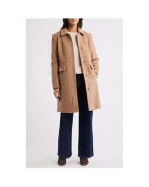 Sam Edelman Inset Waist Bouclé Coat - Blue