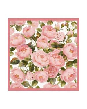 SILKSILKY Pure Silk Floral Print Square Scarf - Pink