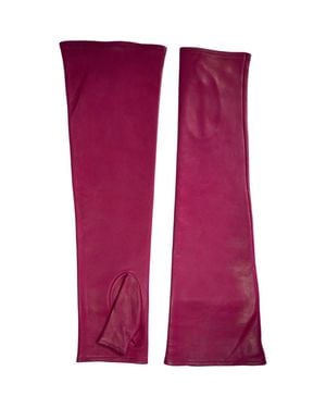 Paula Rowan Fergie Long Leather Fingerless Gloves - Purple