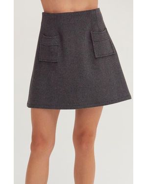 Crescent Wool Blend Mini Skirt - Black