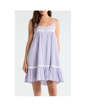 Papinelle Seersucker Ginngham Nightgown - Purple