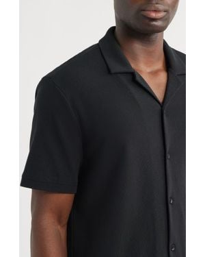 Nordstrom Seaport Knit Cotton Camp Shirt - Black