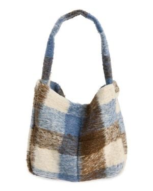 Ruby & Ry Kids' Check Fuzzy Shoulder Bag - Blue
