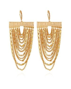True Religion Cascading Chain Statement Earring - Metallic