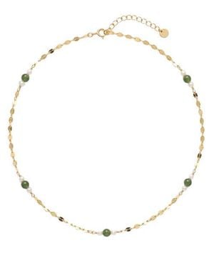 seree Elena Jade And Freshwater Pearl Beaded Necklace - Natural